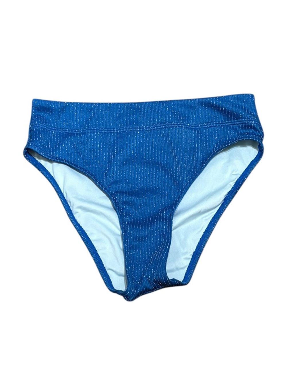 Cupshe Blue Sparkle‎ High-Waist Bikini Bottom, Size S, NWOT